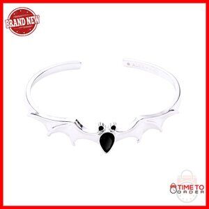Crystal Bat Cuff Bracelet Nickel-Free Brass Halloween Jewelry